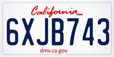 CA license plate 6XJB743