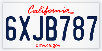 CA license plate 6XJB787