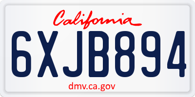 CA license plate 6XJB894