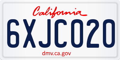 CA license plate 6XJC020