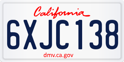 CA license plate 6XJC138