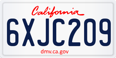 CA license plate 6XJC209