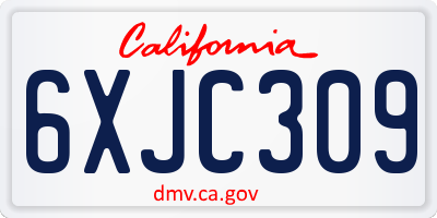 CA license plate 6XJC309