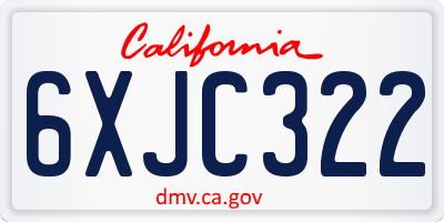 CA license plate 6XJC322