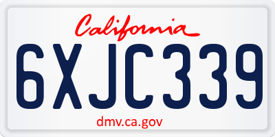 CA license plate 6XJC339