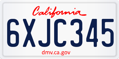 CA license plate 6XJC345