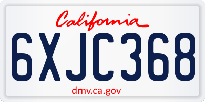 CA license plate 6XJC368