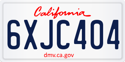 CA license plate 6XJC404