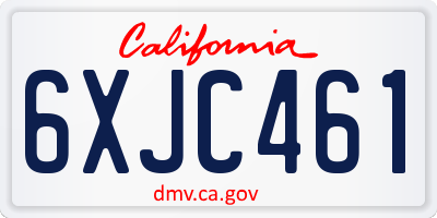 CA license plate 6XJC461