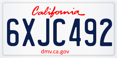 CA license plate 6XJC492
