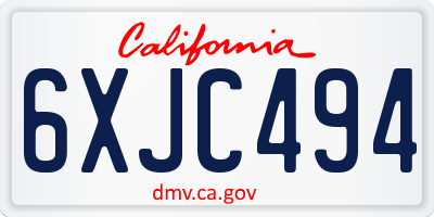 CA license plate 6XJC494