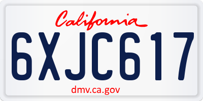 CA license plate 6XJC617