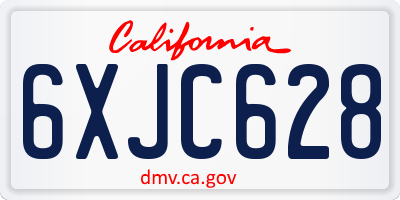 CA license plate 6XJC628