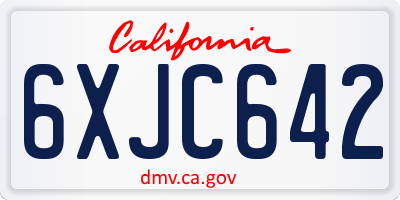 CA license plate 6XJC642