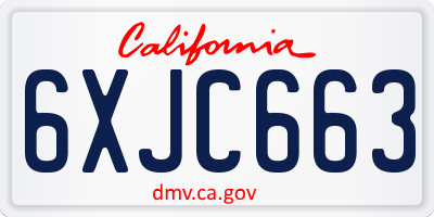 CA license plate 6XJC663