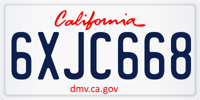 CA license plate 6XJC668