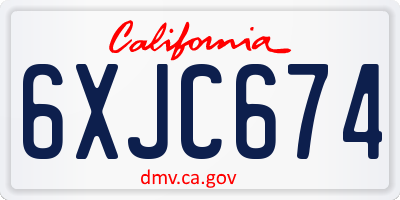 CA license plate 6XJC674