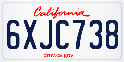CA license plate 6XJC738