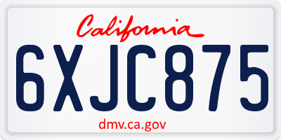 CA license plate 6XJC875