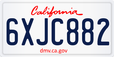 CA license plate 6XJC882