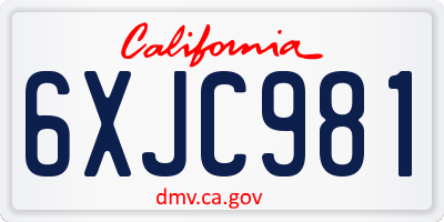 CA license plate 6XJC981