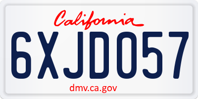 CA license plate 6XJD057