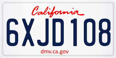 CA license plate 6XJD108