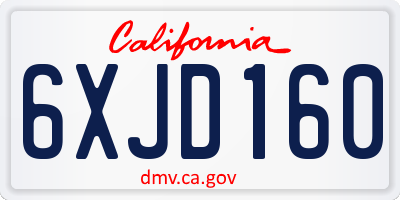 CA license plate 6XJD160