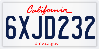 CA license plate 6XJD232
