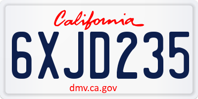 CA license plate 6XJD235