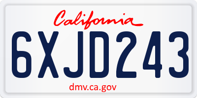 CA license plate 6XJD243
