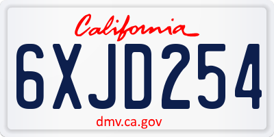 CA license plate 6XJD254