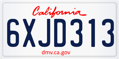 CA license plate 6XJD313