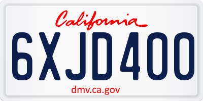 CA license plate 6XJD400