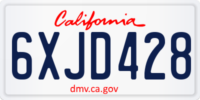 CA license plate 6XJD428