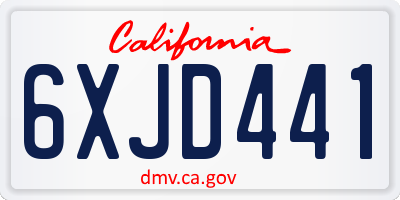 CA license plate 6XJD441