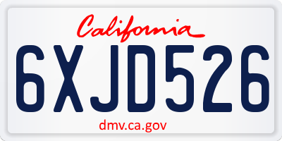 CA license plate 6XJD526