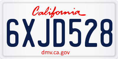 CA license plate 6XJD528