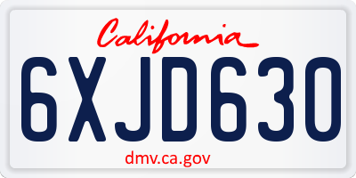 CA license plate 6XJD630