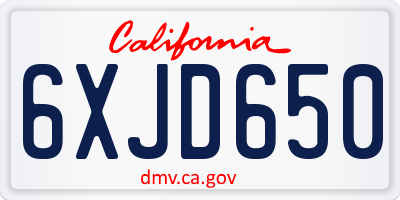 CA license plate 6XJD650