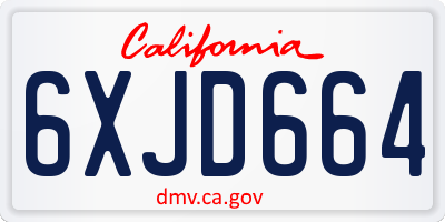 CA license plate 6XJD664