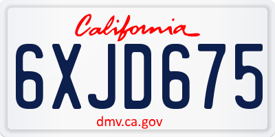 CA license plate 6XJD675
