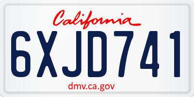 CA license plate 6XJD741