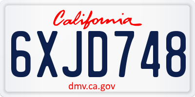 CA license plate 6XJD748