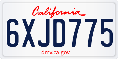CA license plate 6XJD775
