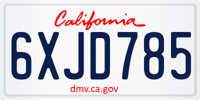 CA license plate 6XJD785