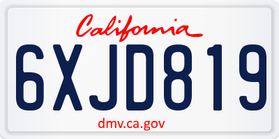 CA license plate 6XJD819