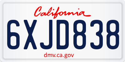 CA license plate 6XJD838