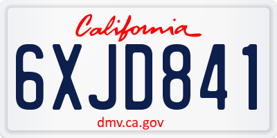 CA license plate 6XJD841