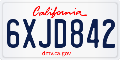 CA license plate 6XJD842